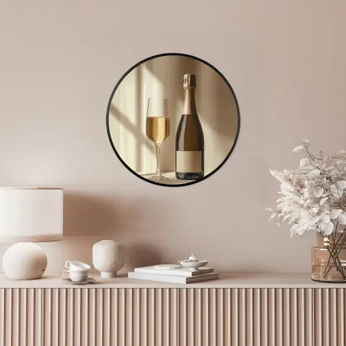 Champagne - Beige - Schaduw - Bubbels Fotolijst rond zonder passe partout klein -sfeer3