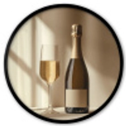 Champagne - Beige - Schaduw - Bubbels Fotolijst rond zonder passe partout klein -3d