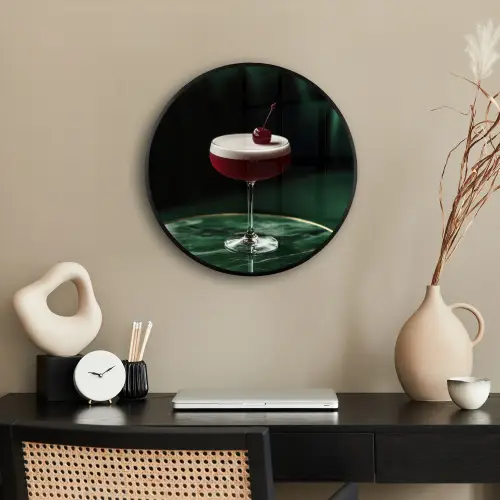 Kers - Cocktail - Rood - Marmer Fotolijst rond zonder passe partout klein -sfeer1
