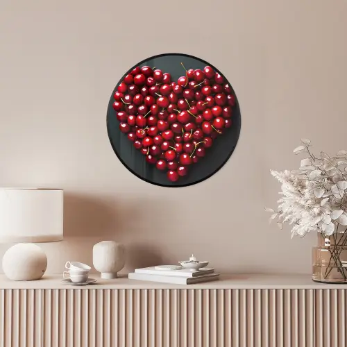 Kersen - Hart - Rood - Zwart Fotolijst rond zonder passe partout klein -sfeer3