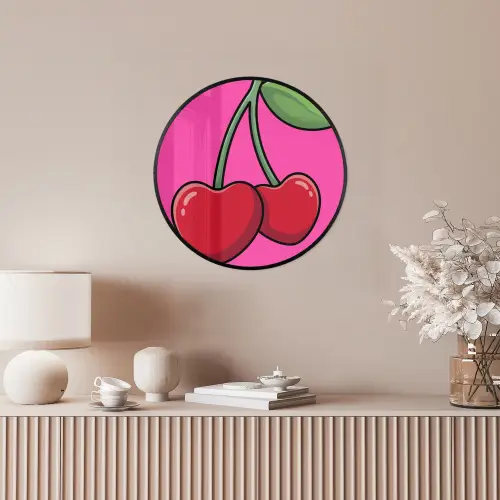 Kers - Roze - Fruit Fotolijst rond zonder passe partout klein -sfeer3