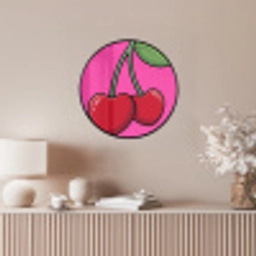 Kers - Roze - Fruit Fotolijst rond zonder passe partout klein -sfeer3