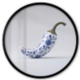 Chilipeper - Keramiek - Blauw Fotolijst rond zonder passe partout klein -3d