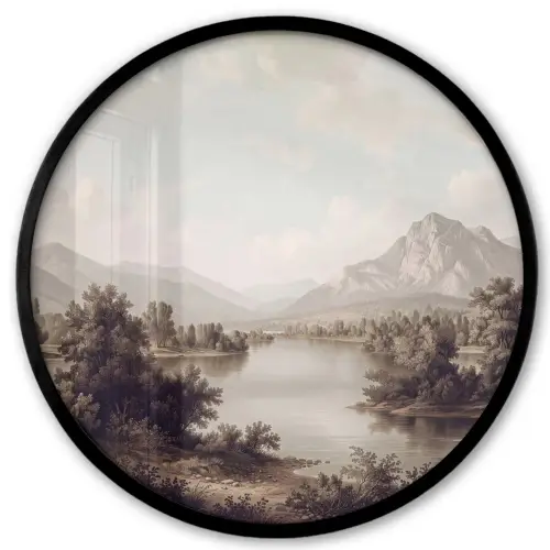 Klassiek - Landschap - Sereen Fotolijst rond zonder passe partout klein -3d