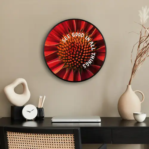 Close up - Bloem - Quote - Rood Fotolijst rond zonder passe partout klein -sfeer1