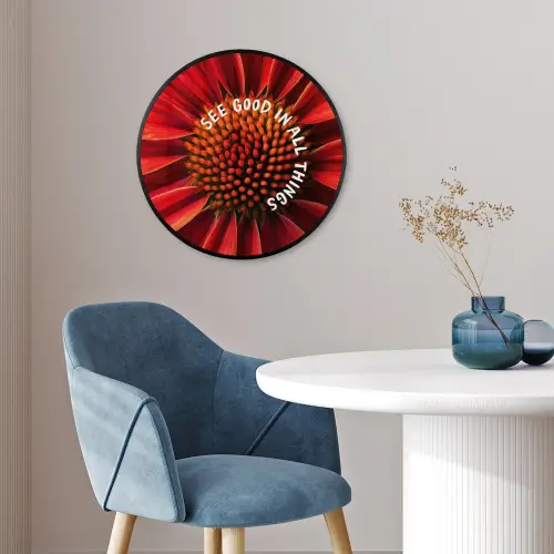 Close up - Bloem - Quote - Rood Fotolijst rond zonder passe partout klein -sfeer2