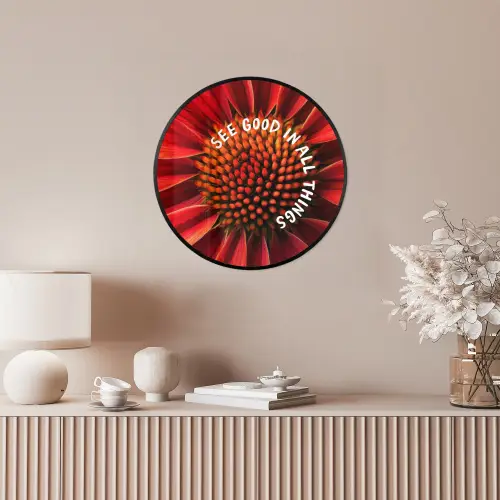 Close up - Bloem - Quote - Rood Fotolijst rond zonder passe partout klein -sfeer3