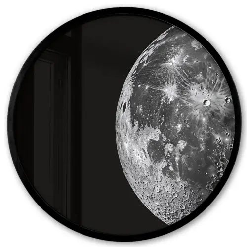 Close-up - Maan - Wit - Textuur Fotolijst rond zonder passe partout klein -3d