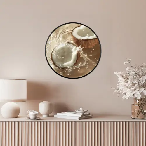 Kokosnoot - Water - Beige - Spetters Fotolijst rond zonder passe partout klein -sfeer3