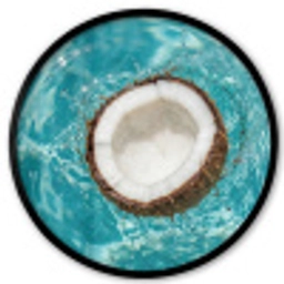 Kokosnoot - Water - Wit Fotolijst rond zonder passe partout klein -3d