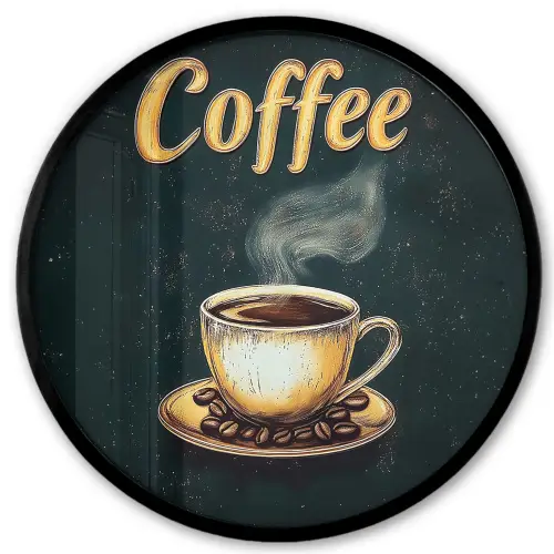 Koffie - Schotel - Koffiebonen - Retro Fotolijst rond zonder passe partout klein -3d