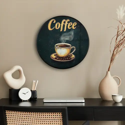 Koffie - Schotel - Koffiebonen - Retro Fotolijst rond zonder passe partout klein -sfeer1