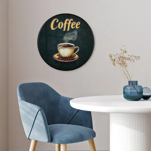 Koffie - Schotel - Koffiebonen - Retro Fotolijst rond zonder passe partout klein -sfeer2
