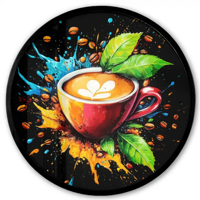 Koffie - Graffiti - Drinken - Abstract Fotolijst rond zonder passe partout klein -3d