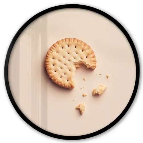 Koekje - Kruimels - beige Fotolijst rond zonder passe partout klein -3d