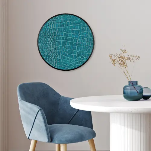 Krokodillenleertextuur - Blauw - Exotisch Fotolijst rond zonder passe partout klein -sfeer2
