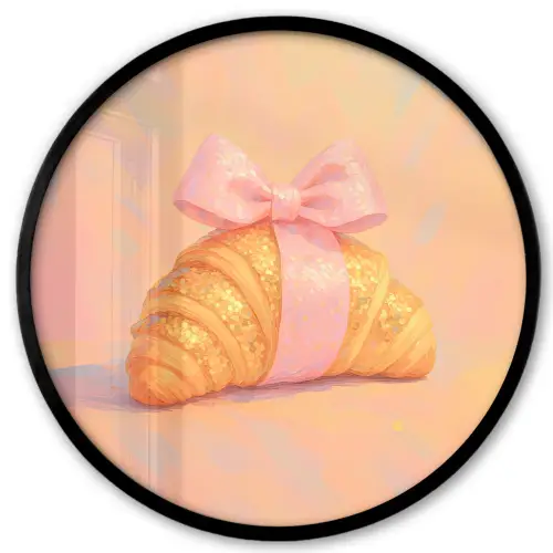 Croissant - Strik - Roze Fotolijst rond zonder passe partout klein -3d