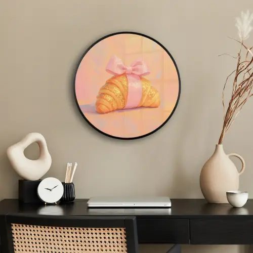 Croissant - Strik - Roze Fotolijst rond zonder passe partout klein -sfeer1