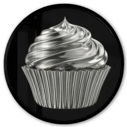 Cupcake - Luxueus - Zilver Fotolijst rond zonder passe partout klein -3d