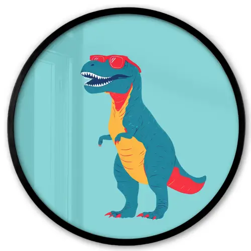Dinosaurus - Blauw - Zonnebril Fotolijst rond zonder passe partout klein -3d
