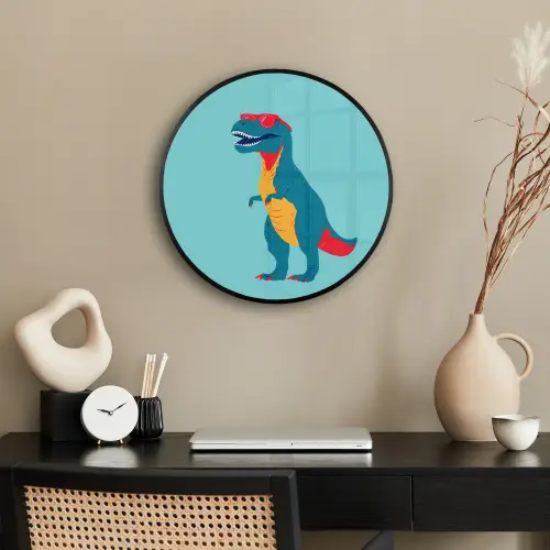 Dinosaurus - Blauw - Zonnebril Fotolijst rond zonder passe partout klein -sfeer1