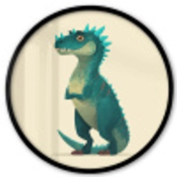 Dinosaurus - Turquoise - Stekels Fotolijst rond zonder passe partout klein -3d