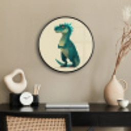 Dinosaurus - Turquoise - Stekels Fotolijst rond zonder passe partout klein -sfeer1