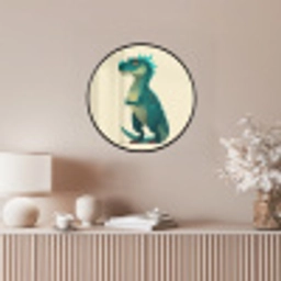 Dinosaurus - Turquoise - Stekels Fotolijst rond zonder passe partout klein -sfeer3