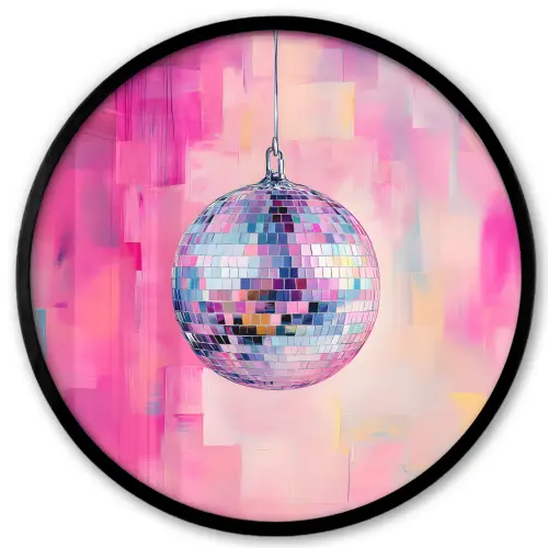 Discobal - Pink - Verf Fotolijst rond zonder passe partout klein -3d