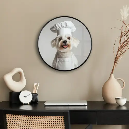 Hond - Wit - Kok Fotolijst rond zonder passe partout klein -sfeer1