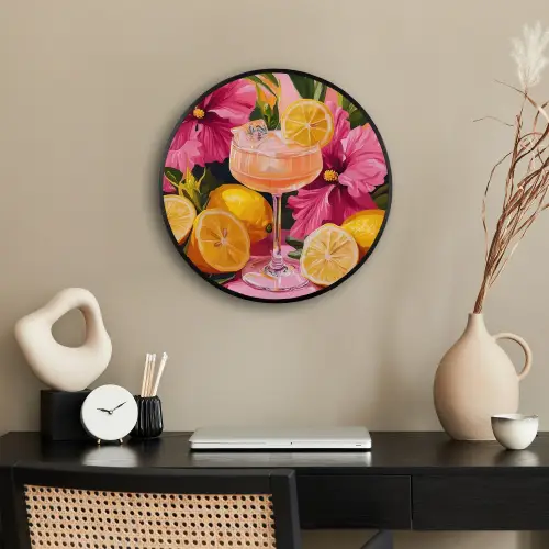 Drink - Bloemen - Yellow Fotolijst rond zonder passe partout klein -sfeer1