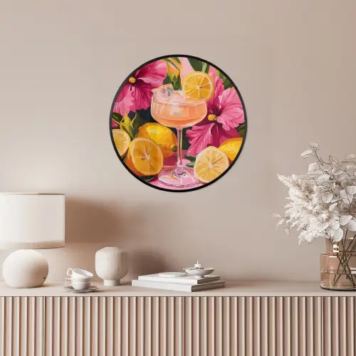 Drink - Bloemen - Yellow Fotolijst rond zonder passe partout klein -sfeer3