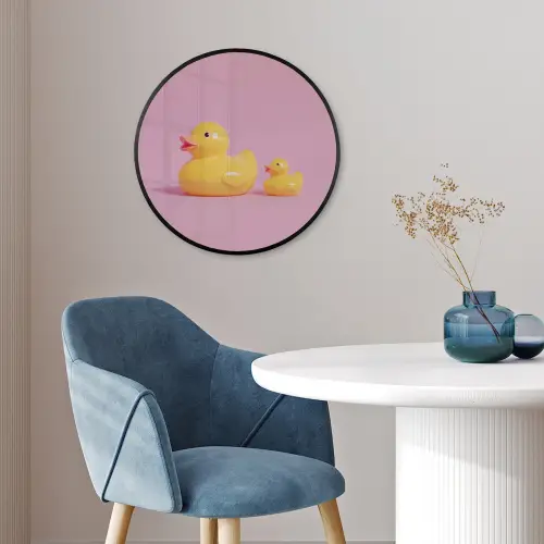 Eendjes - Vrolijk - Roze Fotolijst rond zonder passe partout klein -sfeer2