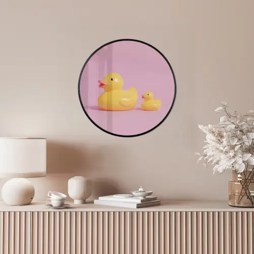 Eendjes - Vrolijk - Roze Fotolijst rond zonder passe partout klein -sfeer3