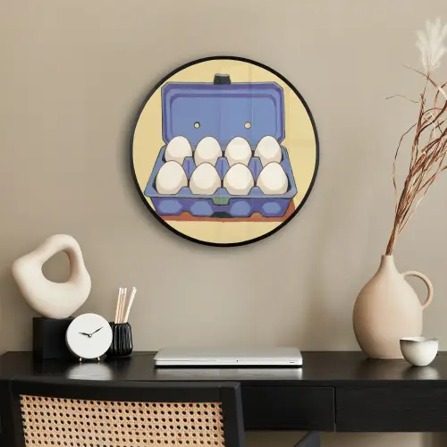 Eieren - Doos - Minimalistisch - Blauw Fotolijst rond zonder passe partout klein -sfeer1