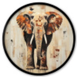 Olifant - Slurf - Mozaïek - Abstract Fotolijst rond zonder passe partout klein -3d