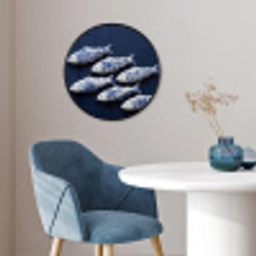 Vissen - Delfts - Blauw - Keramiek Fotolijst rond zonder passe partout klein -sfeer2