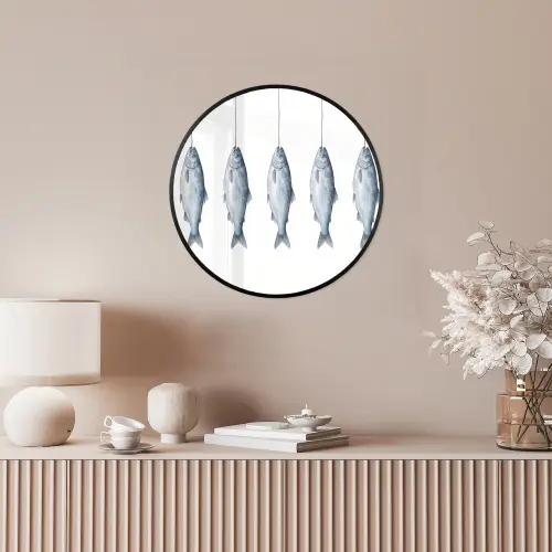 Vissen - Illustratie - Delfts - Blauw Fotolijst rond zonder passe partout klein -sfeer3