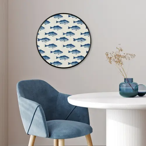 Vis - Patroon - Blauw Fotolijst rond zonder passe partout klein 856 -sfeer2