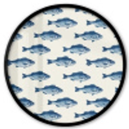 Vis - Patroon - Blauw Fotolijst rond zonder passe partout klein 856 -3d