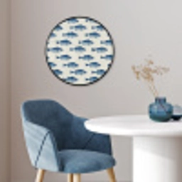 Vis - Patroon - Blauw Fotolijst rond zonder passe partout klein 856 -sfeer2