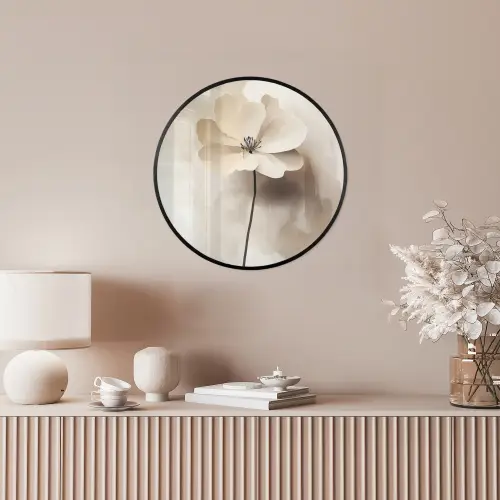 Bloem - Beige - Verf - Schaduw Fotolijst rond zonder passe partout klein -sfeer3
