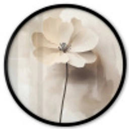 Bloem - Beige - Verf - Schaduw Fotolijst rond zonder passe partout klein -3d