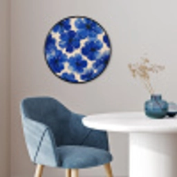 Bloemen - Blauw -Patroon - Wit Fotolijst rond zonder passe partout klein -sfeer2