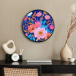 Bloemen - Blauw - Roze Fotolijst rond zonder passe partout klein -sfeer1