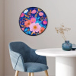 Bloemen - Blauw - Roze Fotolijst rond zonder passe partout klein -sfeer2
