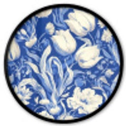 Bloemen - Delfts Blauw - Patroon - Tulp Fotolijst rond zonder passe partout klein -3d