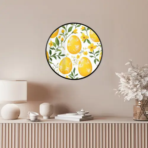 Bloemen - Paaseieren - Geel Fotolijst rond zonder passe partout klein -sfeer3
