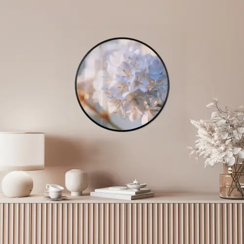 Bloemen - Lichtblauw - Wazig - Trosje Fotolijst rond zonder passe partout klein -sfeer3