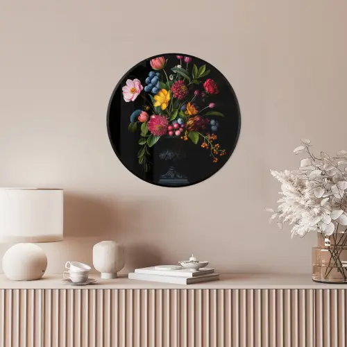 Bloemen - Vrolijk - Vaas Fotolijst rond zonder passe partout klein -sfeer3